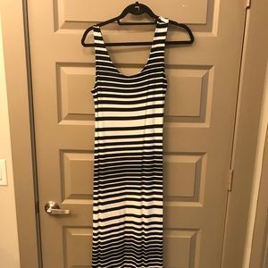 Black and white striped maxi dress